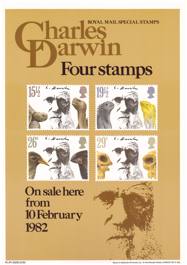 (image for) 1982 Charles Darwin Post Office A4 poster. PL(P) 2928 12/81.